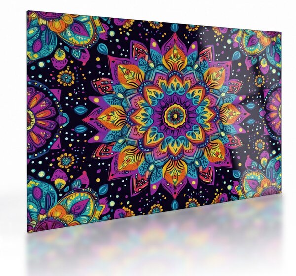 Üveg kép - Kaleidoszkópos mandala (70x50 cm)