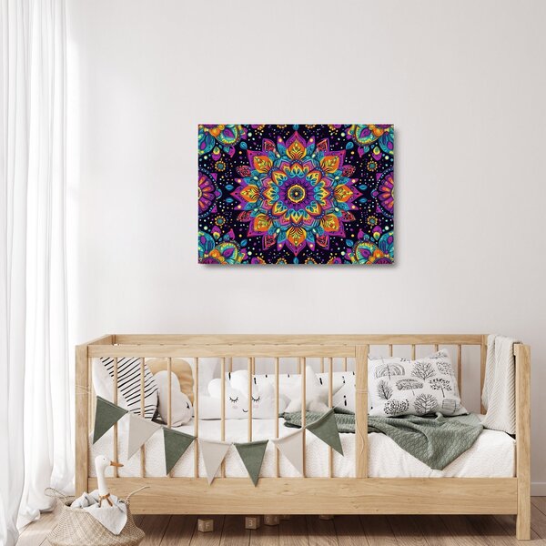 Üveg kép - Kaleidoszkópos mandala (70x50 cm)