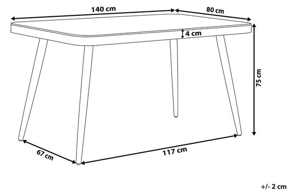 Kerti asztal LIPARI 140 cm 80 cm Üveg Szürke