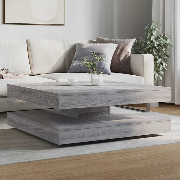 Szürke sonoma dohányzóasztal 360 fokban forgatható 90x90x34,5cm