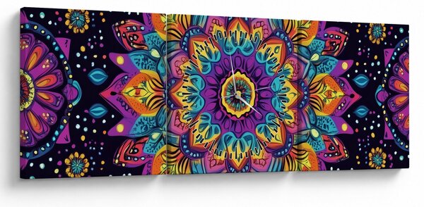 Kép - Kaleidoszkópos mandala (órával) (90x30 cm)