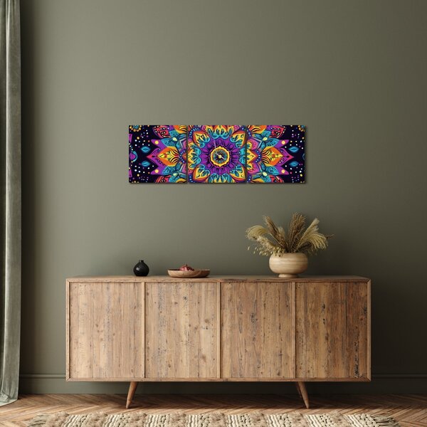 Kép - Kaleidoszkópos mandala (órával) (90x30 cm)