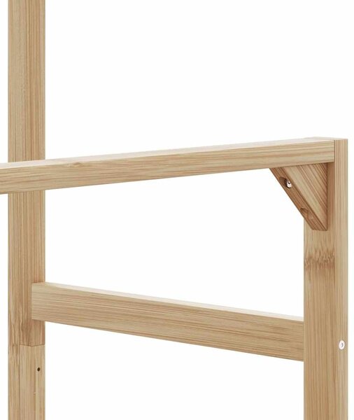 Bambusz ruhaállvány polcokkal és kerekekkel 90x35x155 cm