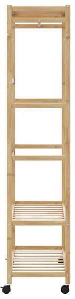 Bambusz ruhaállvány polcokkal és kerekekkel 90x40x179,5 cm