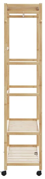 Bambusz ruhaállvány polcokkal és kerekekkel 110x40x180 cm