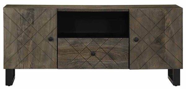 Fekete tömör mangófa TV-szekrény 105 x 33 x 46 cm