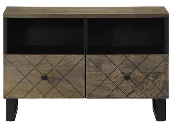 Fekete tömör mangófa TV-szekrény 70 x 33 x 46 cm