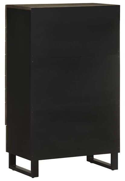 Fekete tömör mangófa magasszekrény 60 x 33 x 100 cm