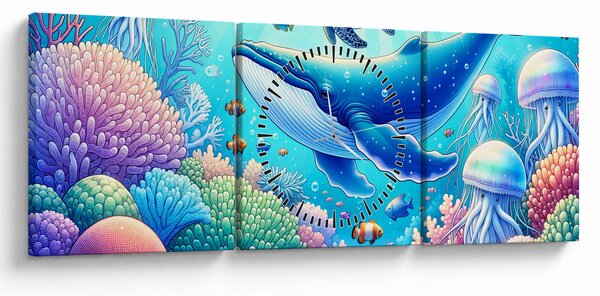 Kép – Víz alatti világ (órával) (90x30 cm)