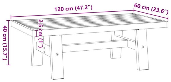 Dohányzóasztal NOAIN A alakú lábak 120x60x40cm tömör fa fenyőfa