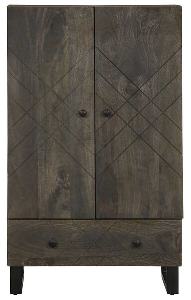 Fekete tömör mangófa magasszekrény 60 x 33 x 100 cm