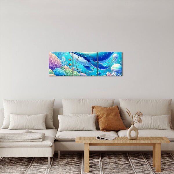 Kép – Víz alatti világ (órával) (90x30 cm)