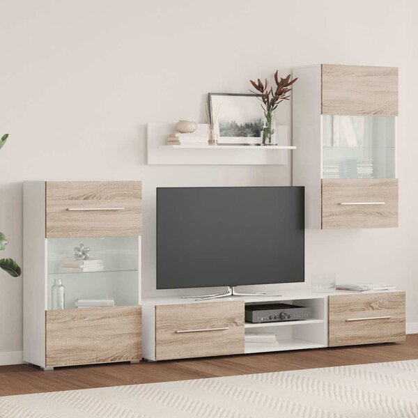 5 darabos TV egység LED világítással sonoma tölgy