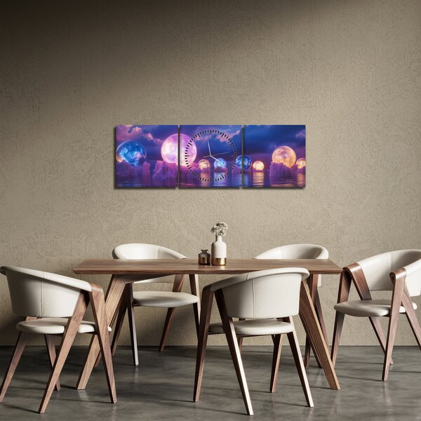 Kép - Bolygók a vízen (órával) (90x30 cm)