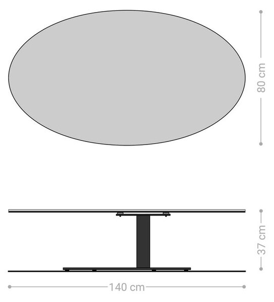 DELIFE Dohányzóasztal Edge ovális 140x80 cm kerámia Minas Melange Vibany fém titán színű effektfinish