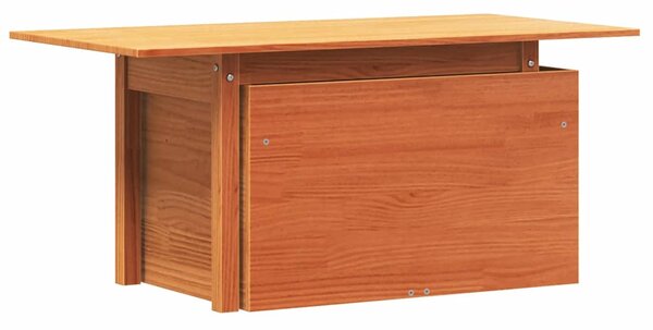 Viaszbarna tömör fenyőfa kerti asztal 100 x 50 x 75 cm