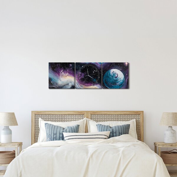 Kép - Festett univerzum (órával) (90x30 cm)