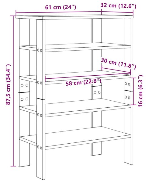Antik fa szerelt fa cipőtartó 61x32x87,5 cm