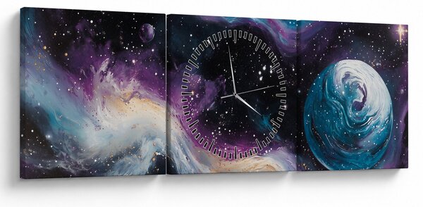 Kép - Festett univerzum (órával) (90x30 cm)