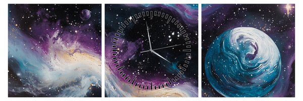 Kép - Festett univerzum (órával) (90x30 cm)