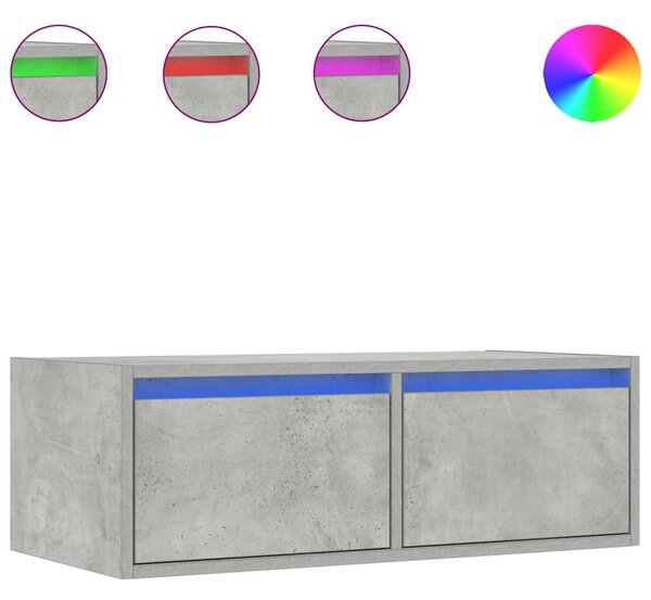 TV szekrény LED világítással beton szürke 75x35,5x25 cm