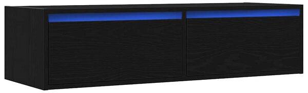 TV szekrény LED világítással fekete tölgy 100X35,5x25 cm