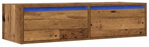 TV szekrény LED világítással régi fa 100X35,5x25 cm