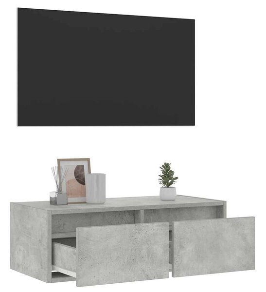 TV szekrény LED világítással beton szürke 75x35,5x25 cm