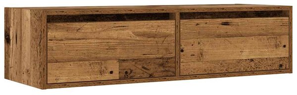TV szekrény LED világítással régi fa 100X35,5x25 cm