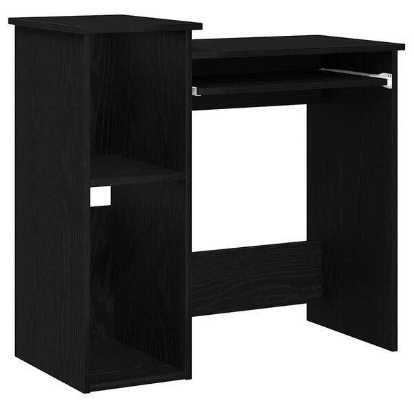 Fekete forgácslap íróasztal polcokkal 84x40x78 cm
