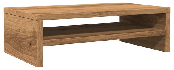 Kézműves tölgy színű szerelt fa monitorállvány 42x24x13 cm