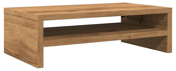 Kézműves tölgy színű szerelt fa monitorállvány 42x24x13 cm