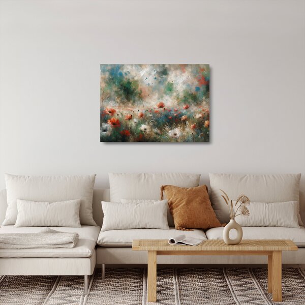 Üveg kép – Pipacsmező absztrakciója (70x50 cm)