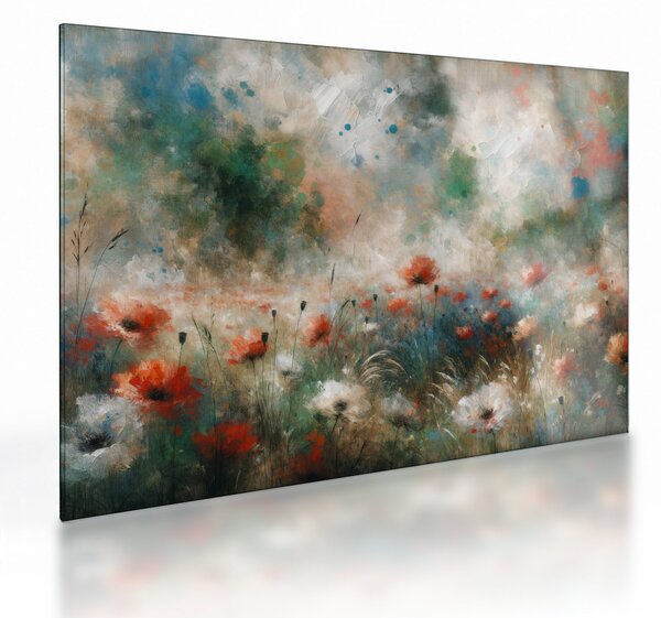 Üveg kép – Pipacsmező absztrakciója (70x50 cm)
