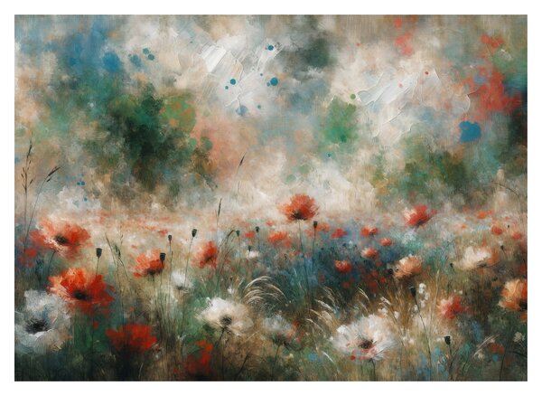 Üveg kép – Pipacsmező absztrakciója (70x50 cm)