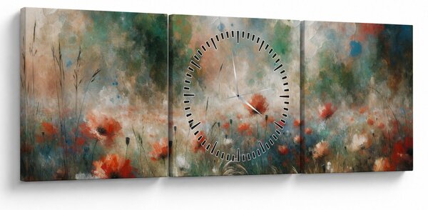 Kép – Pipacsmező absztrakciója (órával) (90x30 cm)