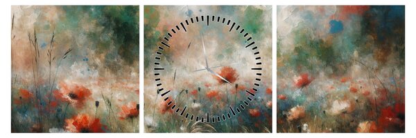 Kép – Pipacsmező absztrakciója (órával) (90x30 cm)