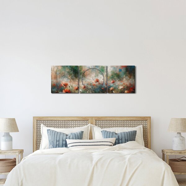 Kép – Pipacsmező absztrakciója (órával) (90x30 cm)