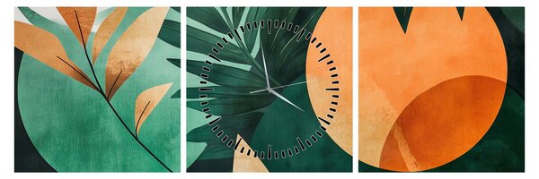 Kép - Geometrikus természeti minták (órával) (90x30 cm)