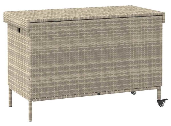 Kerti tároló doboz kerekekkel világosszürke 110x55x73 cm