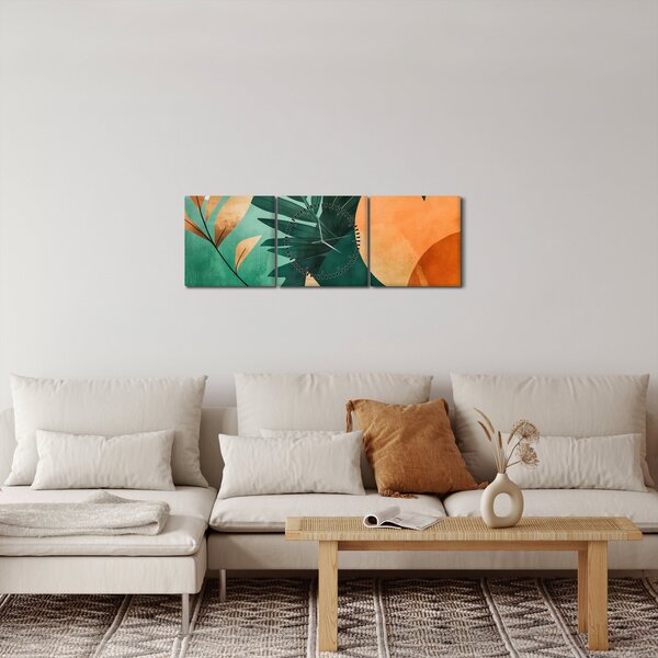 Kép - Geometrikus természeti minták (órával) (90x30 cm)