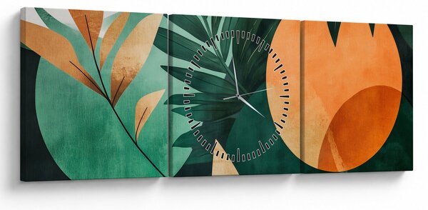 Kép - Geometrikus természeti minták (órával) (90x30 cm)