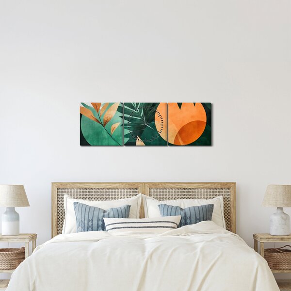 Kép - Geometrikus természeti minták (órával) (90x30 cm)