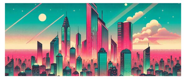 Kép – Nagyváros pop-art stílusban (120x50 cm)