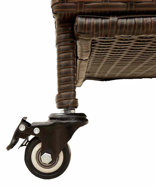 Barna polyrattan kerti tárolóláda kerekekkel 160x55x75 cm