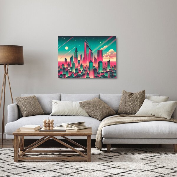 Üveg kép – Nagyváros pop-art stílusban (70x50 cm)