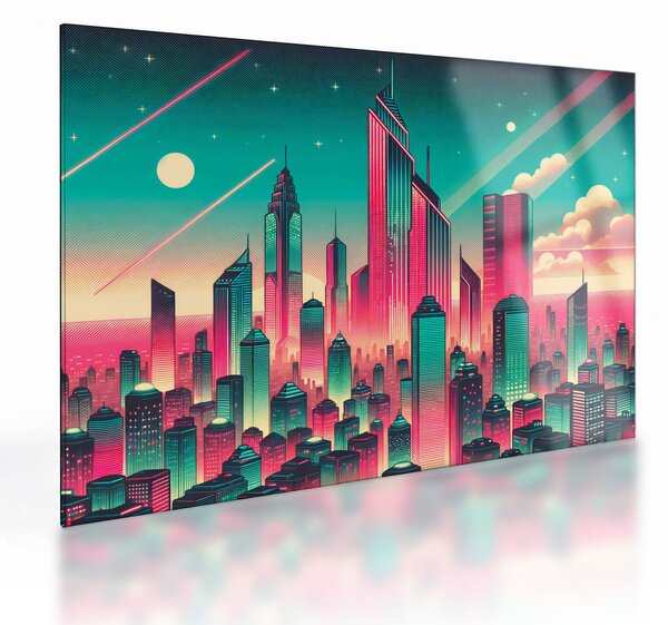 Üveg kép – Nagyváros pop-art stílusban (70x50 cm)