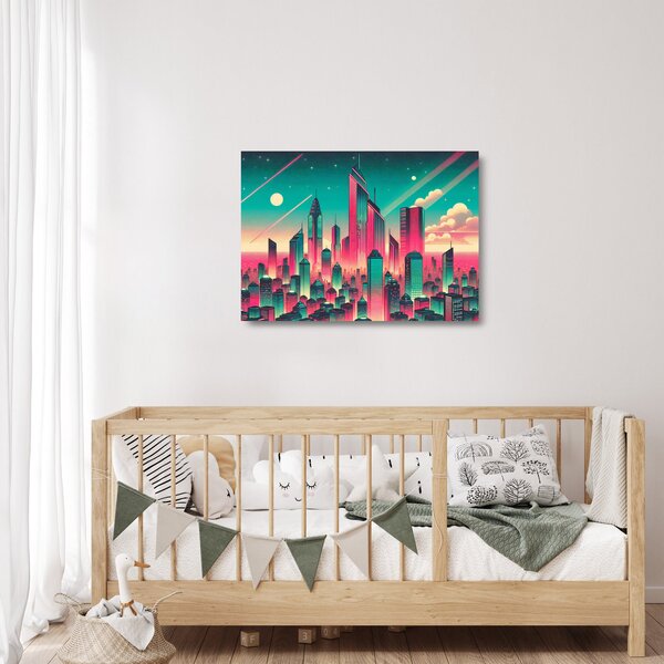 Üveg kép – Nagyváros pop-art stílusban (70x50 cm)