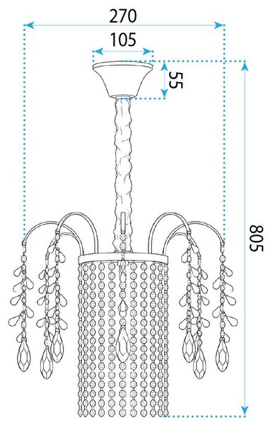 Kristály függőlámpa SWE089-CP 30cm CHROME
