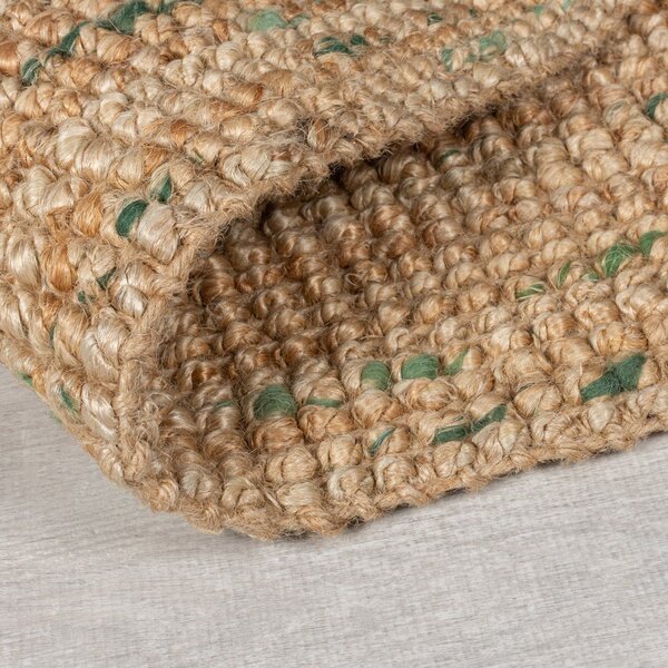 Zöld-natúr színű kétoldalas kézi szövésű juta futószőnyeg 60x230 cm Jute Boucle Green – Flair Rugs